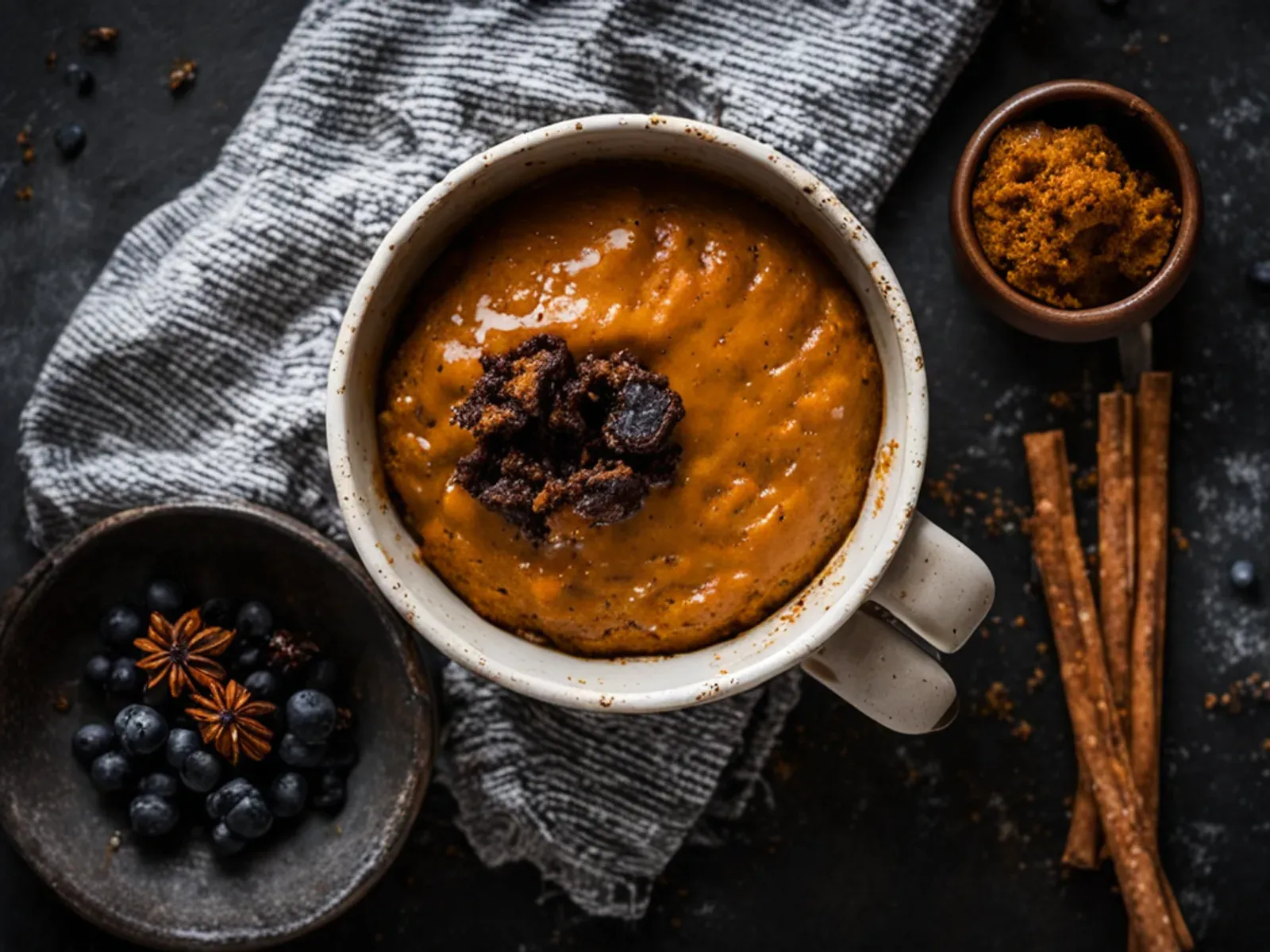 5-Minute Vegan Pumpkin Mug Cake with Maple Cinnamon Glaze — A tender vegan pumpkin mug cake warmed with cinnamon and nutmeg, cooked in the microwave in about 90 seconds and topped 