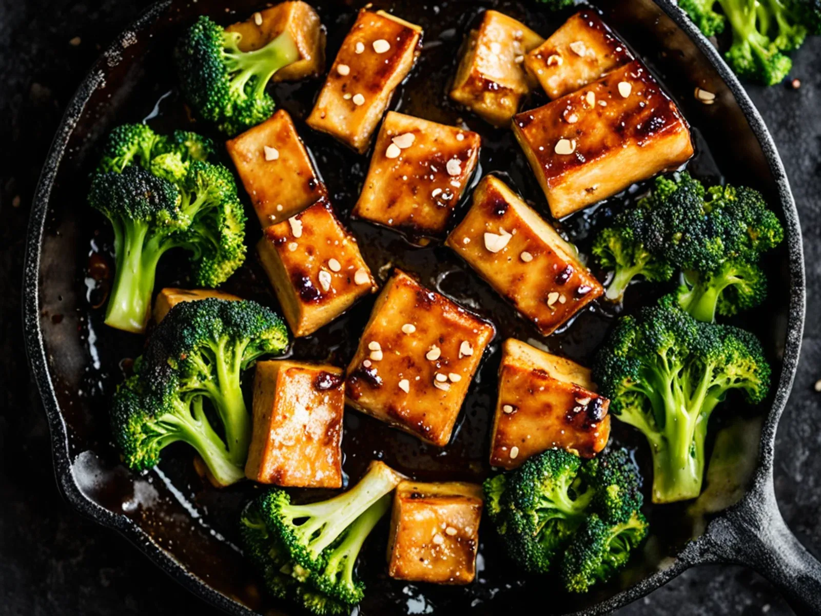 Air Fryer Orange Tofu with Broccoli and Sticky Ginger Glaze — Crispy air fryer orange tofu and tender broccoli tossed in a glossy glaze of fresh orange juice, tamari, maple and gin