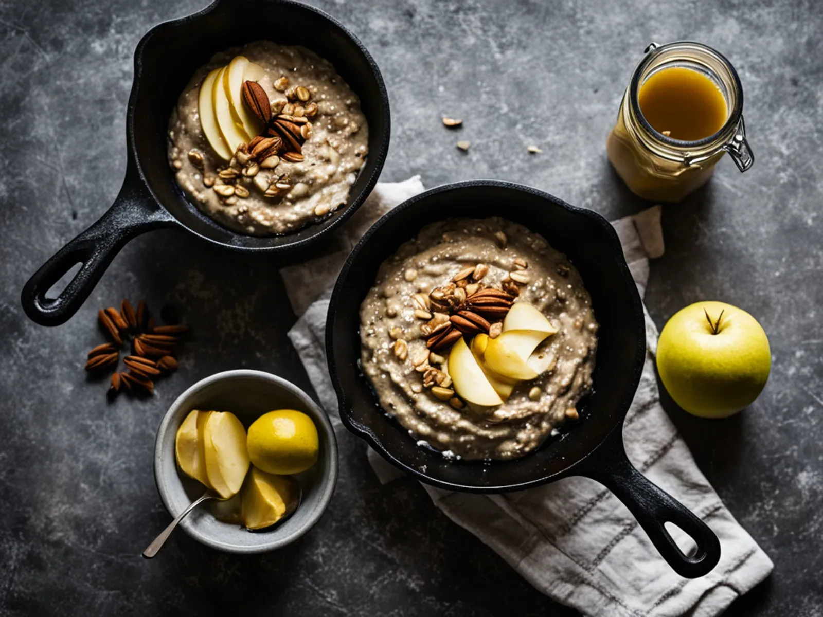 Apple Cinnamon Overnight Oats with Sunflower Seed Butter — Creamy apple cinnamon overnight oats made with grated raw apple and sunflower seed butter, so they're completely nut-free