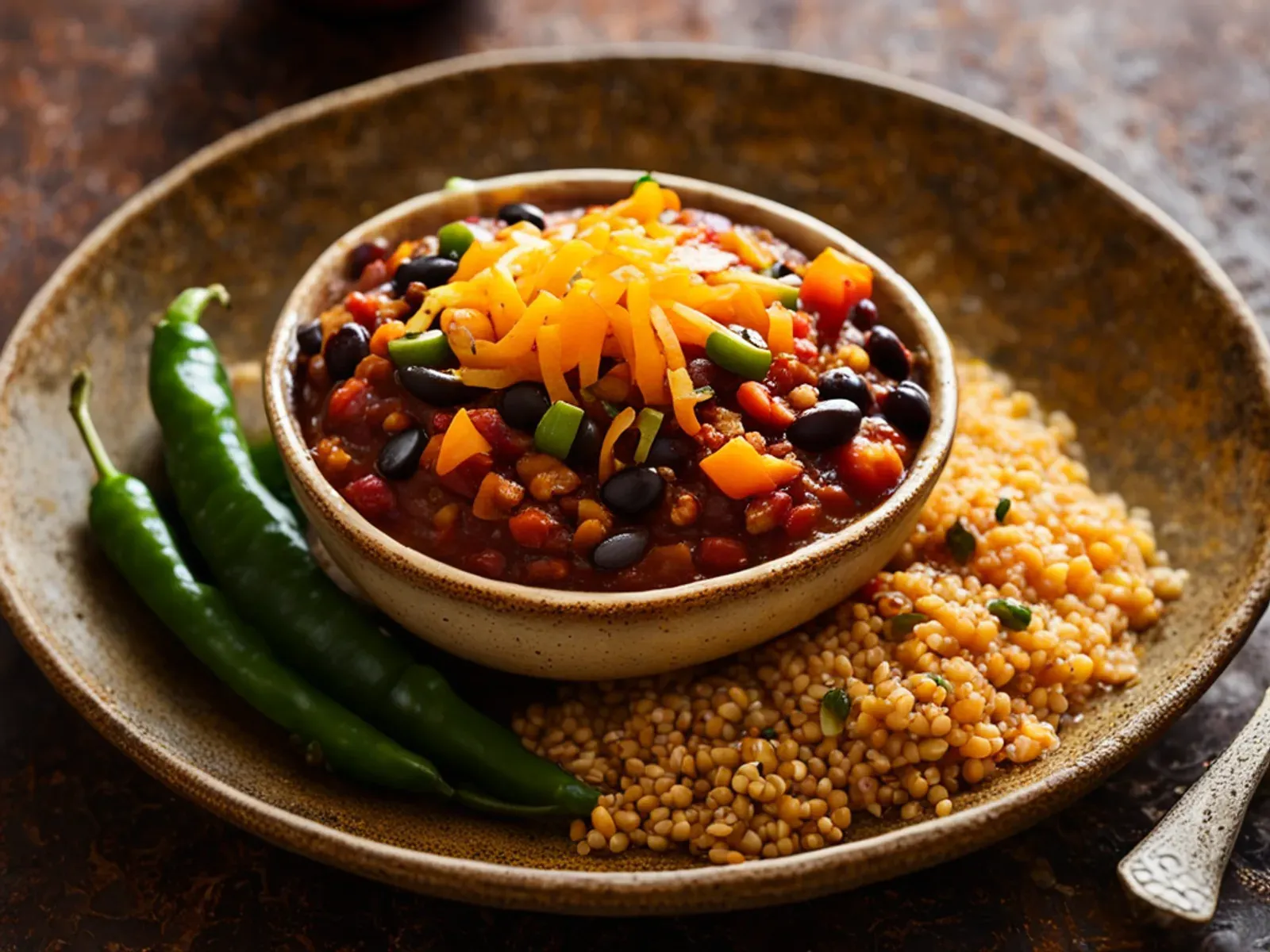 High Protein Vegan Chili with Butternut Squash, Three Beans and Bulgur — A thick, smoky vegan chili with kidney, black and pinto beans, sweet butternut squash and chewy bulgur. It'
