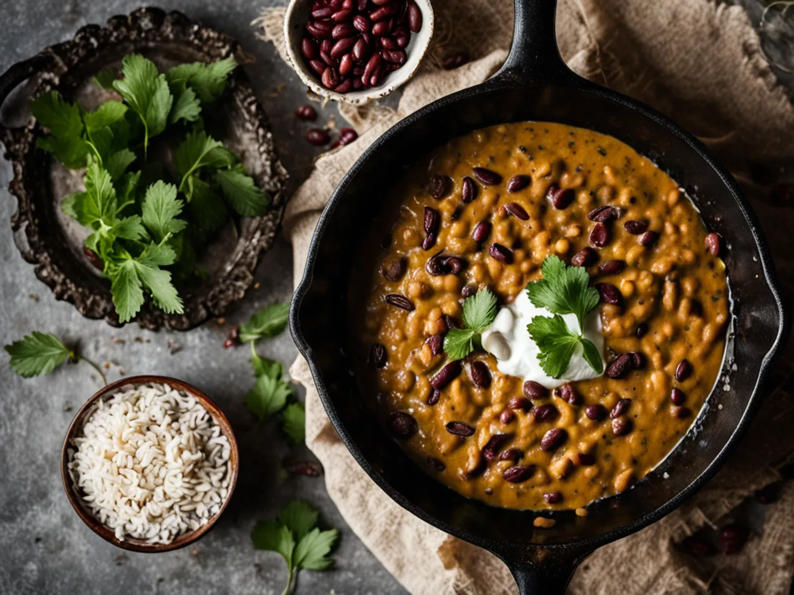Creamy Vegan Dal Makhani with Coconut Cream and Kidney Beans — Vegan dal makhani with whole black urad dal and kidney beans, slow-simmered in a spiced tomato masala and finished wi