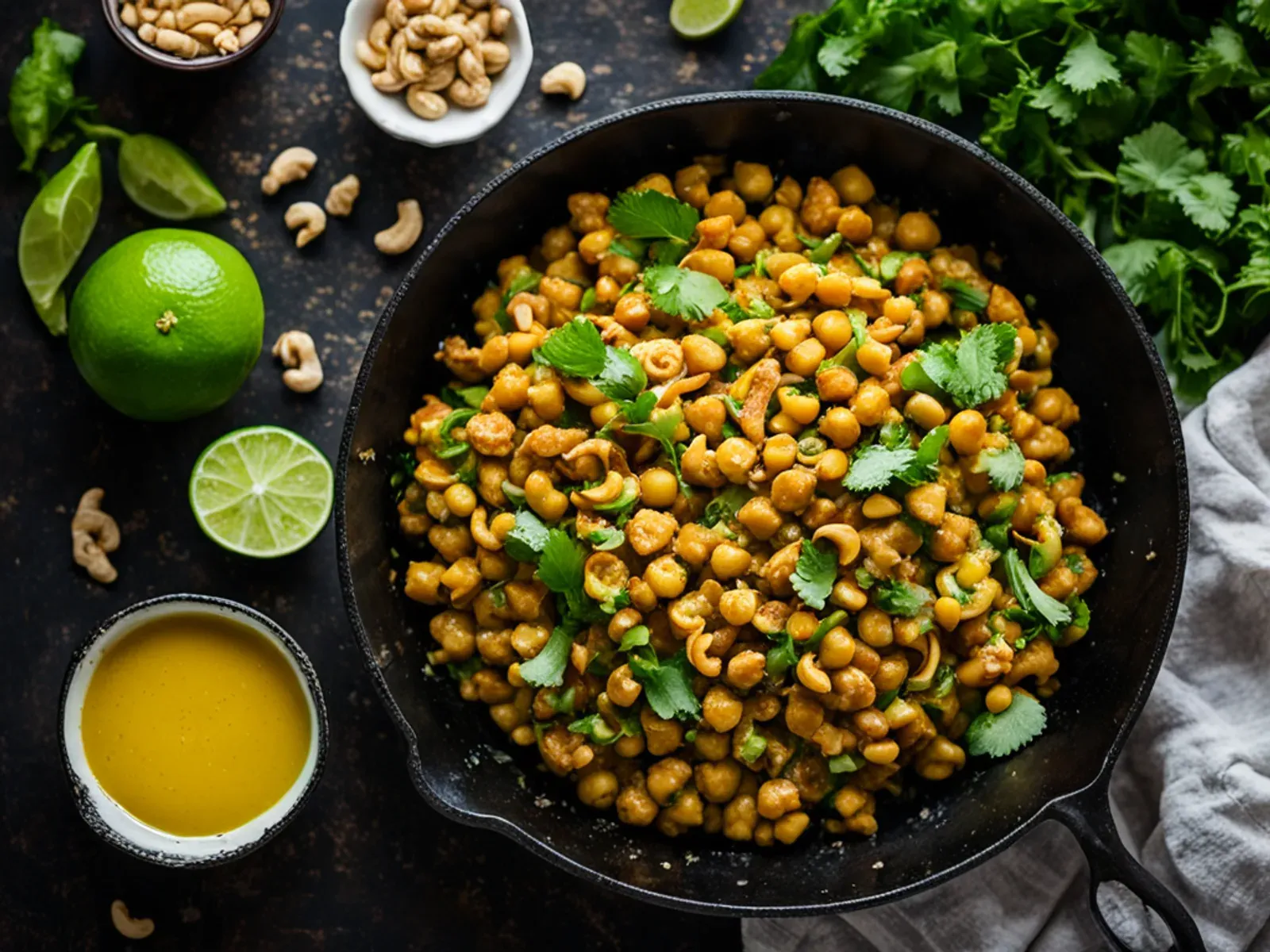 Curried Chickpea Salad with Apple, Celery and Toasted Cashews — A curried chickpea salad with apple, celery, golden raisins and toasted cashews in a lime-bright coconut yogurt dres
