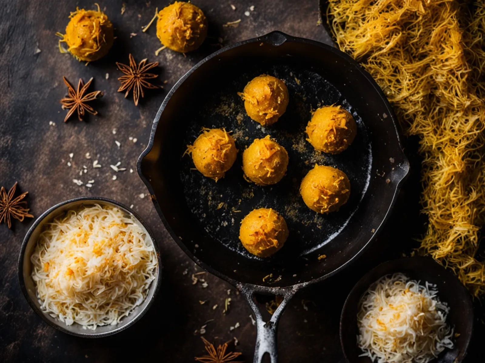 Fudgy Vegan Coconut Ladoo with Saffron and Cardamom — Soft, fudgy vegan coconut ladoo simmered in coconut milk with saffron, cardamom and coconut sugar, then topped with pistachios