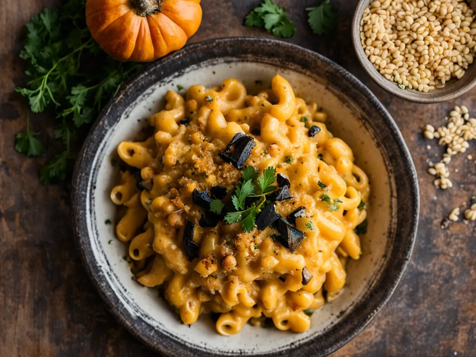 High-Protein Vegan Mac and Cheese with Butternut Squash and White Beans — Creamy, nut-free vegan mac and cheese made with whole-wheat pasta and a blended sauce of butternut squash,