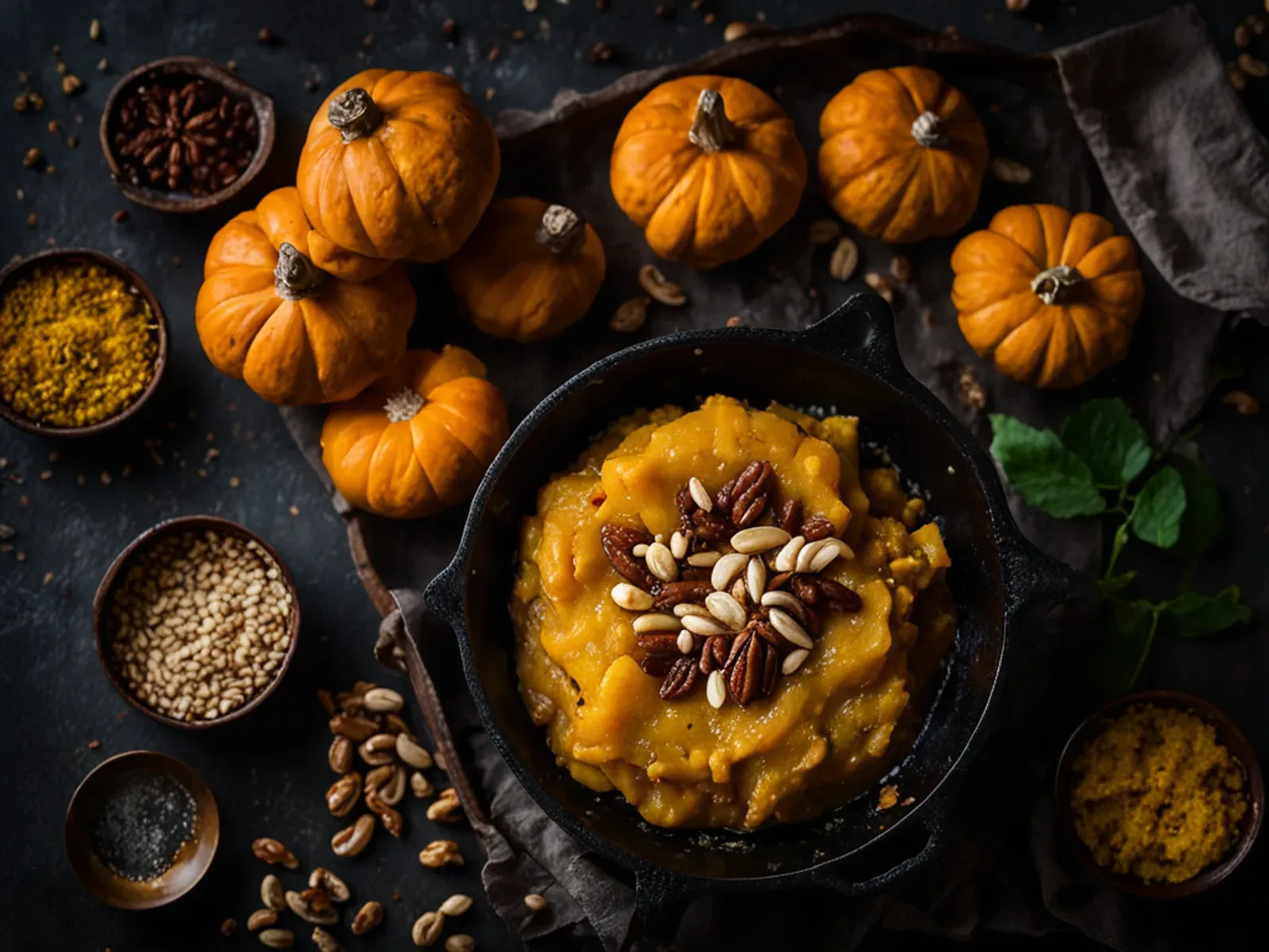 Kaddu Ka Halwa (Pumpkin Halwa) with Ghee, Cardamom and Cashews — Pumpkin halwa made with grated butternut squash simmered in milk, then finished with ghee, brown sugar, cardamom, c
