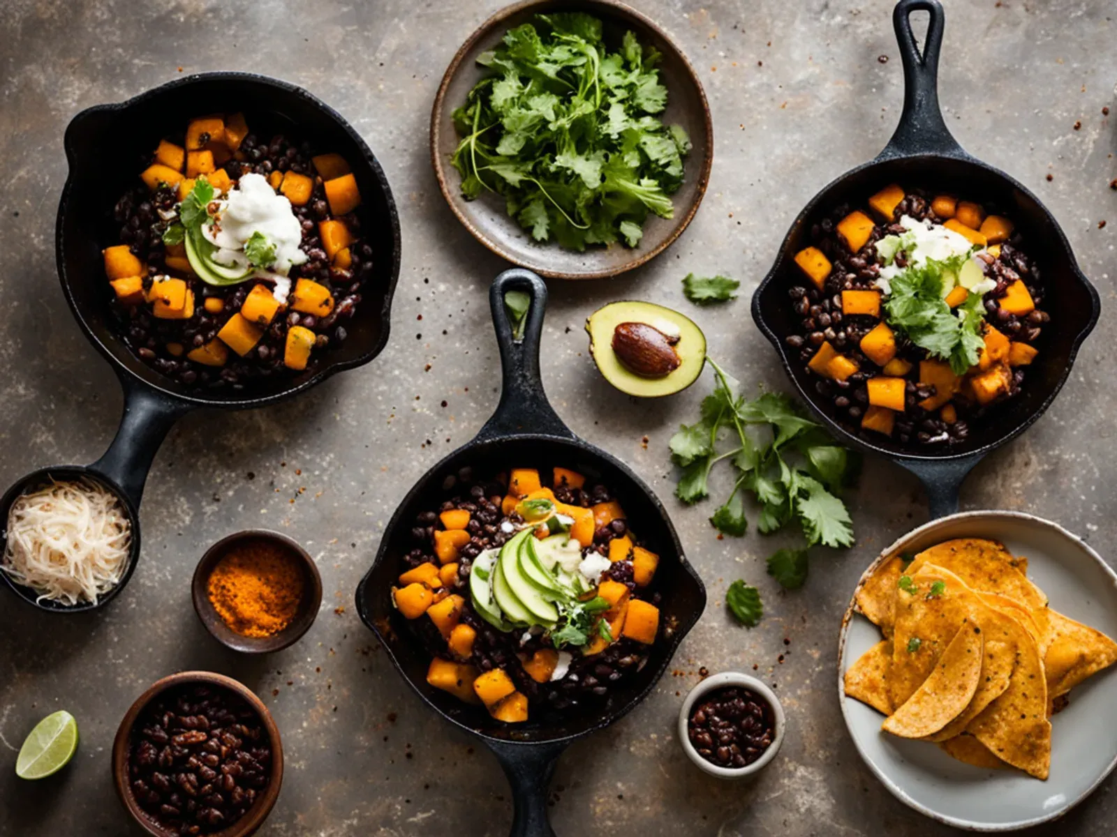 Maple Chili Butternut Squash Black Bean Tacos with Apple-Jalapeño Slaw — Butternut squash black bean tacos with maple-chili roasted squash, garlicky smashed beans and a crisp apple
