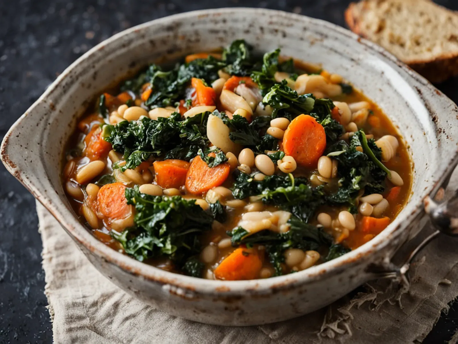 One-Pot Vegan Ribollita with Kale, Cabbage and Cannellini Beans — A thick Tuscan bread soup with lacinato kale, savoy cabbage, cannellini beans and day-old sourdough, all in one po