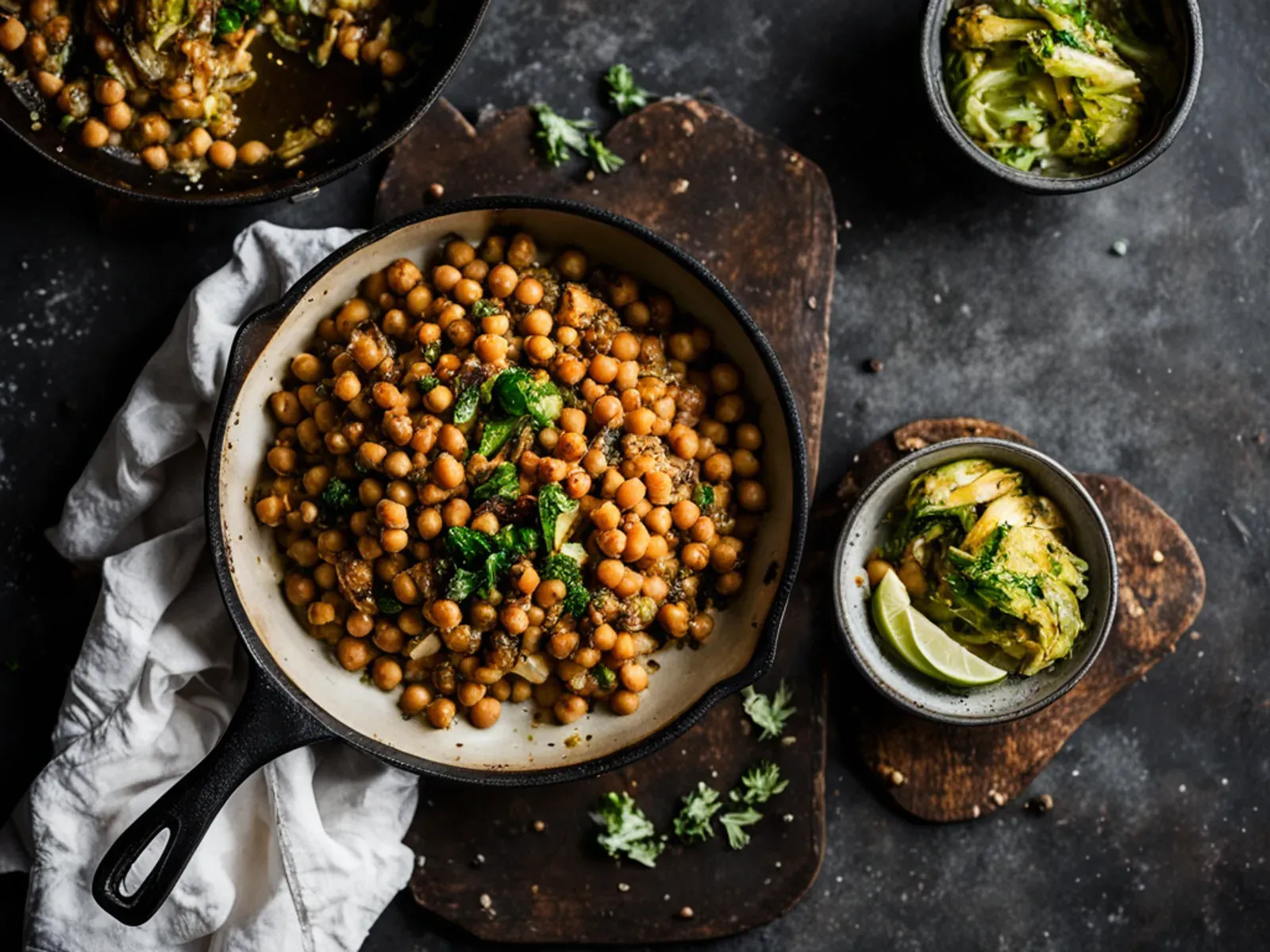 Sheet Pan Miso Maple Chickpeas with Roasted Cabbage Wedges and Carrots — Sheet pan chickpeas and cabbage wedges roasted at high heat, then lacquered with a gingery miso-maple glaze