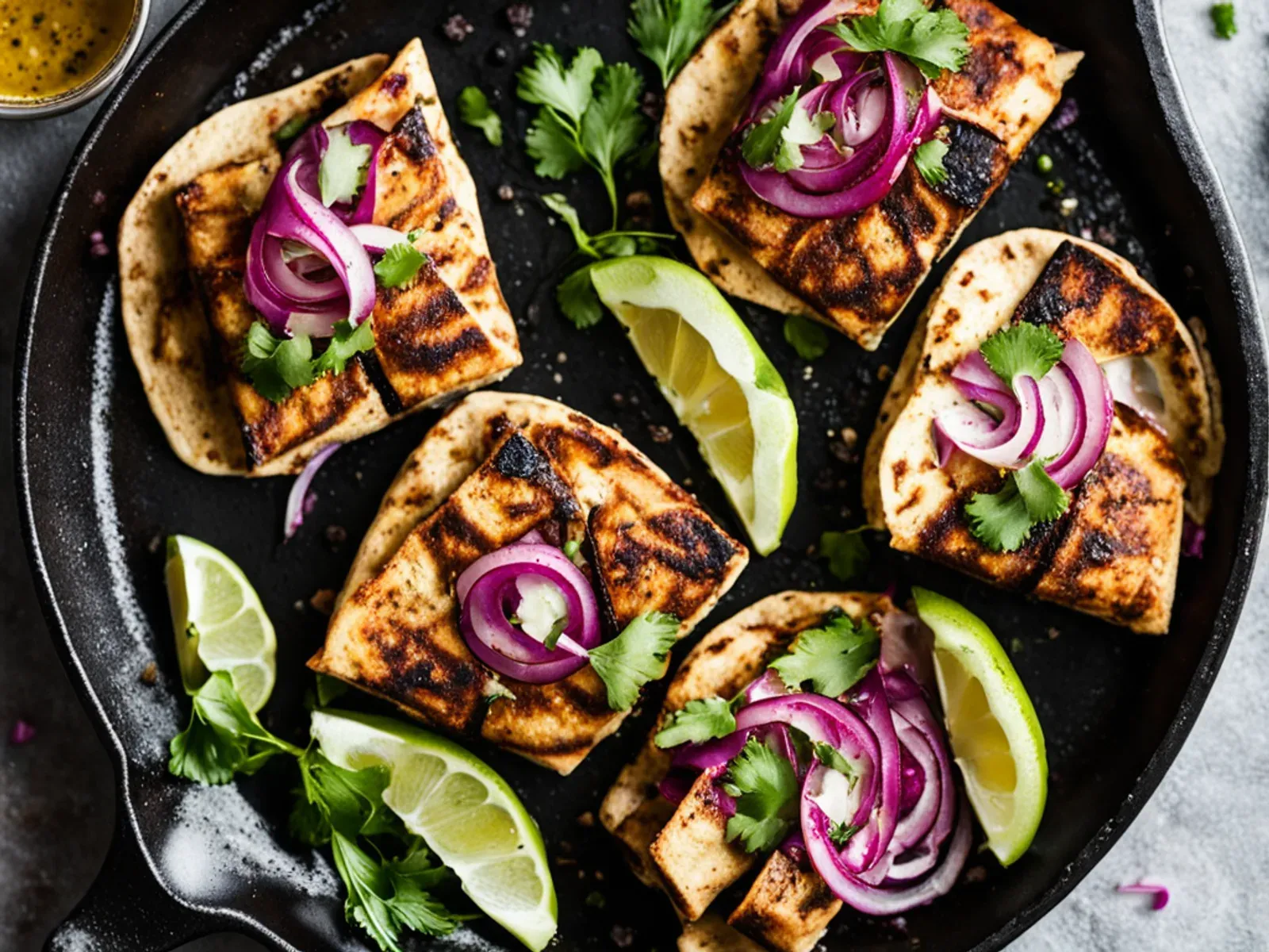 Sheet Pan Tofu Shawarma Wraps with Garlic Tahini and Quick Pickled Onions — Tofu shawarma wraps with torn tofu roasted in cumin, coriander and smoked paprika, then wrapped with lem