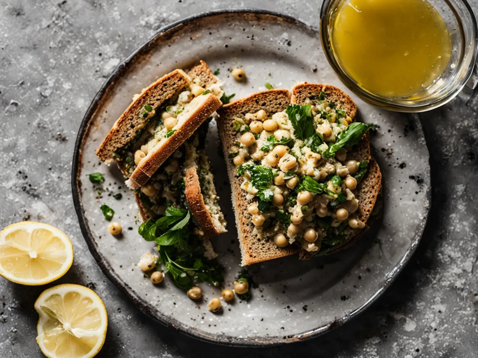 Smashed Chickpea Salad Sandwich with Tahini and Hemp Hearts — A no-cook smashed chickpea salad sandwich bound with lemony tahini instead of mayo, with hemp hearts, crunchy celery a