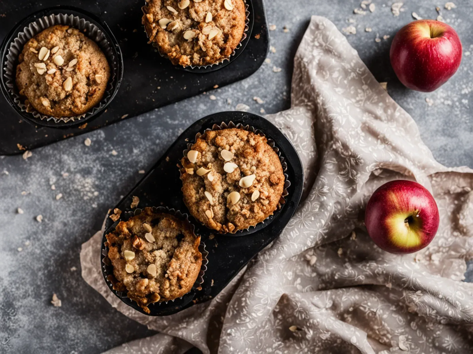 Vegan Apple Cinnamon Muffins with Whole Wheat and Oat Streusel — Vegan apple cinnamon muffins with whole wheat flour, chunks of fresh apple and a crunchy oat streusel on top. They 