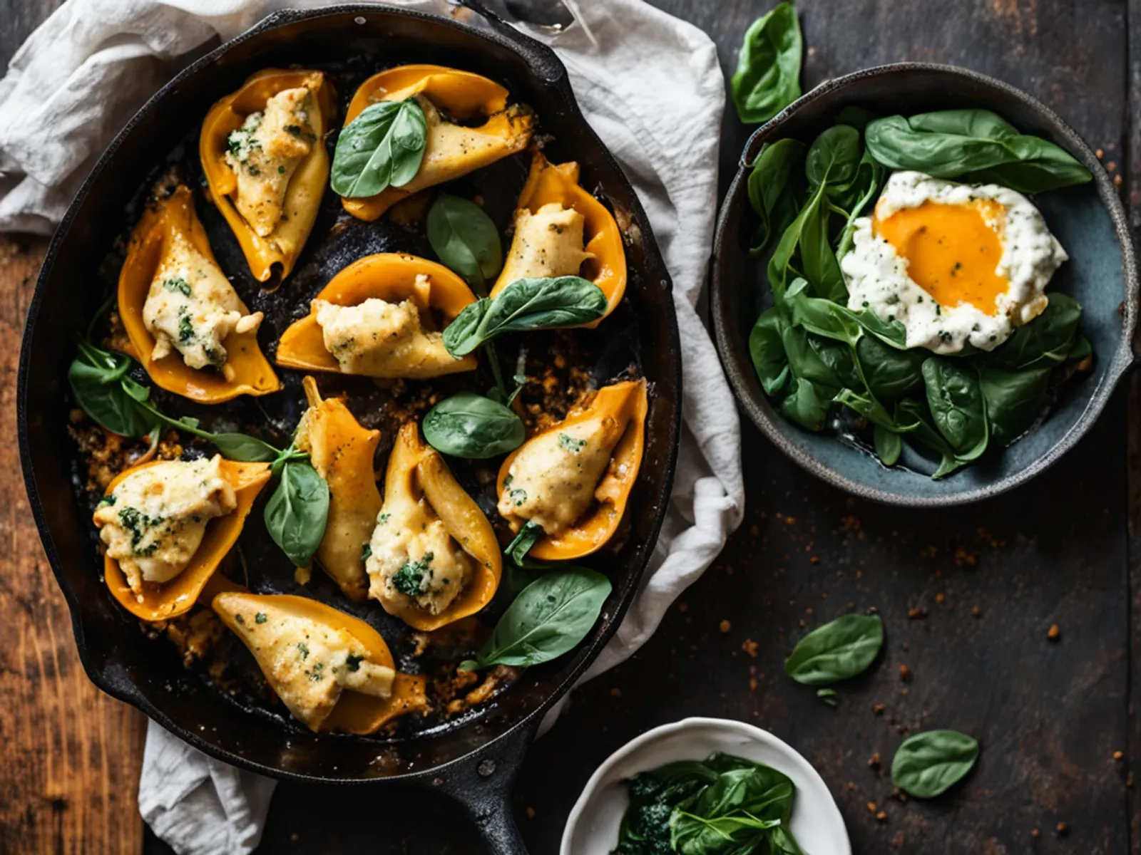 Vegan Butternut Squash Stuffed Shells with Tofu Ricotta, Spinach and Sage — Vegan stuffed shells filled with lemony tofu ricotta, roasted butternut squash and spinach, baked in a s