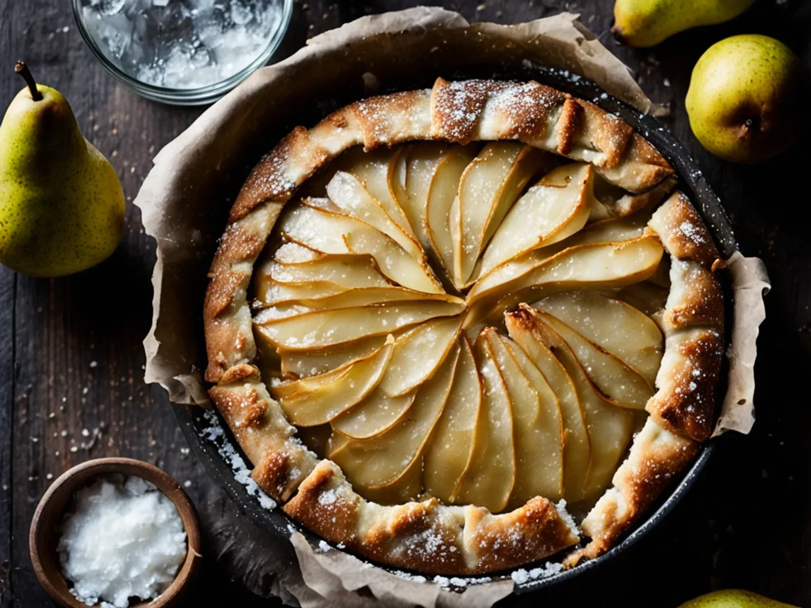 Vegan Pear Galette with Almond Frangipane and Flaky Coconut Oil Crust — A rustic vegan pear galette: cinnamon-spiced fall pears over a soft almond frangipane, all wrapped in a flak
